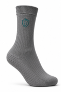 SafeStep Grey grip socks close-up showing anti-slip sole